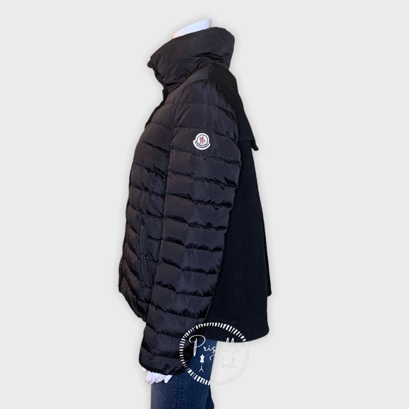 Moncler Black Mixed Media Down Puffer Wool Panel - Picture 8 of 16